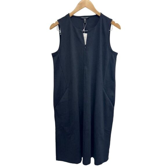Eileen Fisher Dress Size XXS Black Knee Length Easy Fit Front‎ Zip - Picture 1 of 12